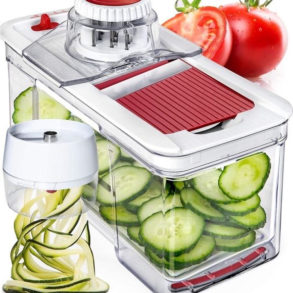 Red and White Vegetable Slicer, Used Once - Picture 1 of 6
